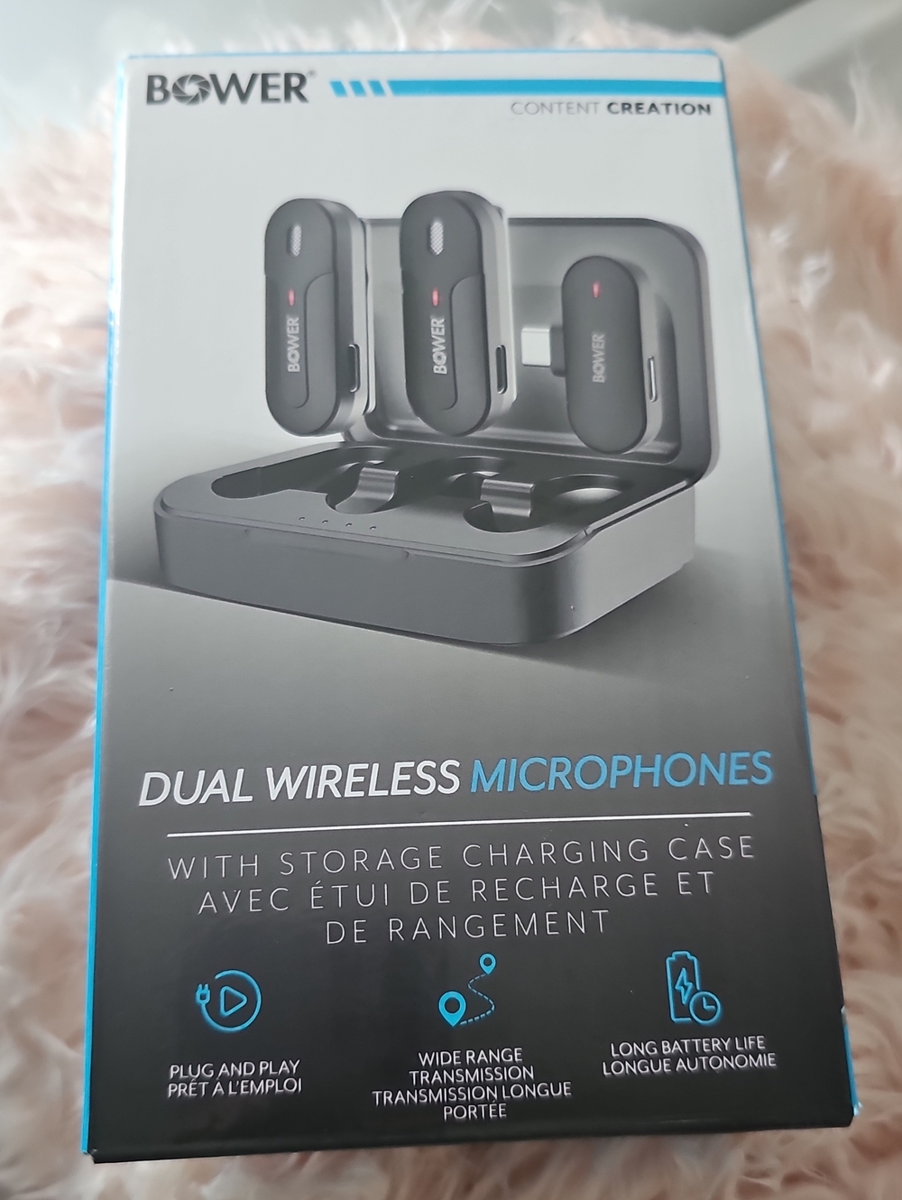 Dual Wireless Microphones with Charging Case - Black